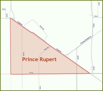 The boundaries of the Prince Rupert Community.